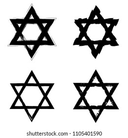 Star of David. Style hand-drawn thick strokes. Grunge star of david.
