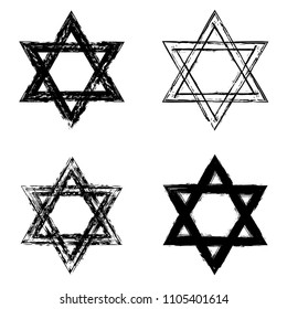 Star of David. Style hand-drawn thick strokes. Grunge star of david.