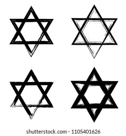 Star of David. Style hand-drawn thick strokes. Grunge star of david.