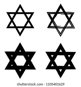 Star of David. Style hand-drawn thick strokes. Grunge star of david.