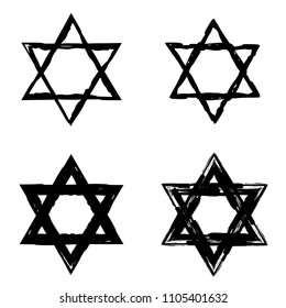 Star of David. Style hand-drawn thick strokes. Grunge star of david.