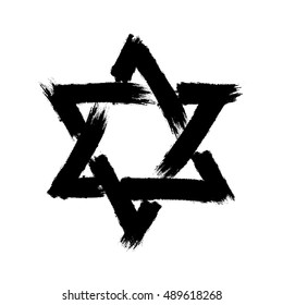 Star of David. Style hand-drawn thick strokes. Strokes vector