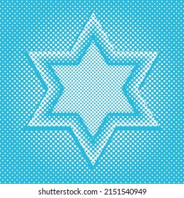 Star of David. Stylized Jewish Star. Halftone pattern. Vector icon, symbol, sign. Vector background. 