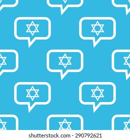Star of David symbol in chat bubble, repeated on blue background