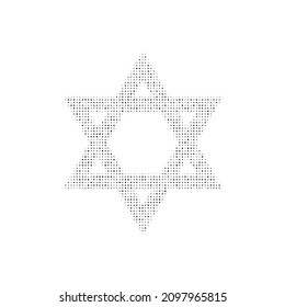 The star of David symbol filled with black dots. Pointillism style. Vector illustration on white background