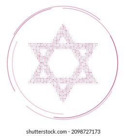 The star of David symbol filled with pink dots. Pointillism style. Vector illustration on white background