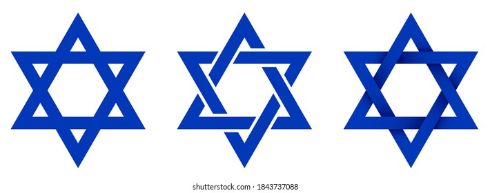 Star of David symbol. Hexagonal star of national flag of Israel. Vector