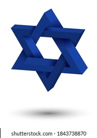 Símbolo de la estrella de David. Estrella exagerada de la bandera nacional de Israel. vector 3D