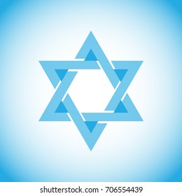 Star of David, a symbol of Israel, Hebrew. Flat design, vector illustration, vector.