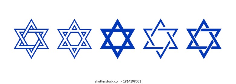 Símbolo de la estrella de David. Símbolo religioso judío israelí. Señal de judaísmo. Ilustración del vector