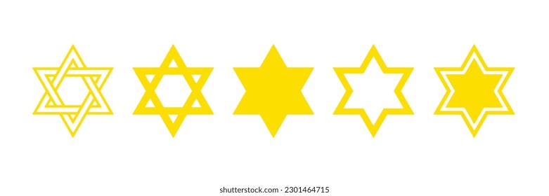 Star of David symbol. Jewish Israeli religious symbol. Vector element for banner design. Judaism sign. Hex star vector illustration