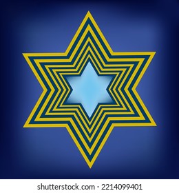 Star of David symbol on blue background. Jewish Israeli religious symbol. Judaism sign. Vector illustration