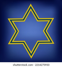 Star of David symbol on blue background. Jewish Israeli religious symbol. Judaism sign. Vector illustration