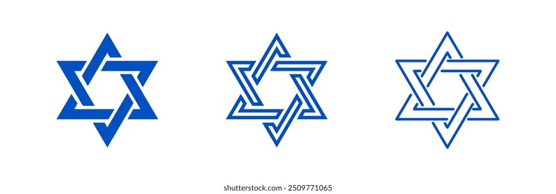 Estrella de David. Conjunto de símbolos de la estrella de David. Símbolo religioso judío israelí. Signo judaico. Símbolo judaico Ilustración vectorial