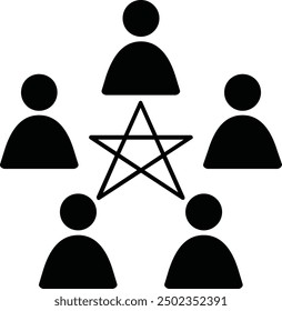 Star of David thin line icon, israel and jewish, hexagram sign, vector graphics in round circle shape.