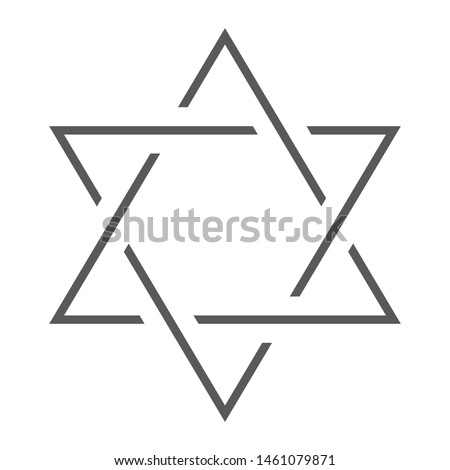 Star of David thin line icon, israel and jewish, hexagram sign, vector graphics, a linear pattern on a white background, eps 10.
