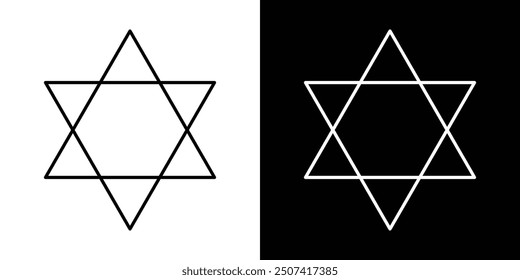 Star of David thin line vector icon set.