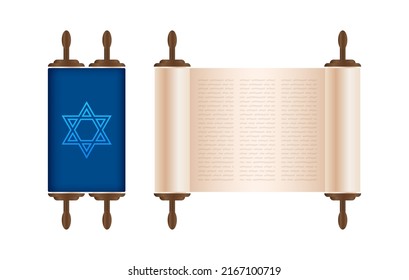 Star david torah on white background. Isometric vector. Vector illustration isolated