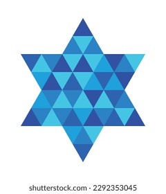 Star of David with a triangle mosaic pattern on white background. Vector illustration.