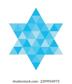 Star of David with a triangle mosaic pattern on white background. Vector illustration.