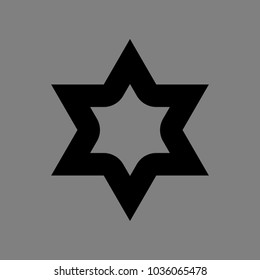 Star of David. Vector. Black icon on medium gray background. Isolated.