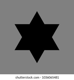 Star of David. Vector. Black icon on medium gray background. Isolated.