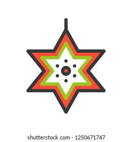 Star of david vector, Christmas related filled design icon, editable outline