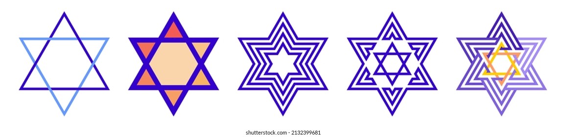 Star of David vector. Contains five options.