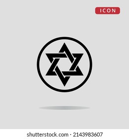 Star of David vector flat icon, vectorized Judaism symbol for websites, prints, stickers and print.