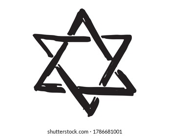 Estrella de David. Vector. Estilo dibujado a mano. 