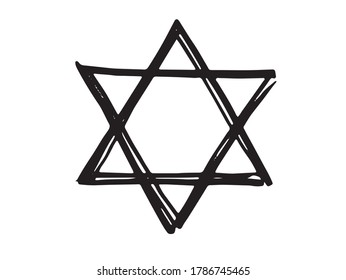 Estrella de David. Vector. Estilo dibujado a mano. 