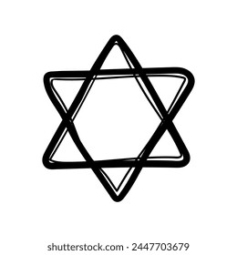 Star of David vector icon in doodle style. Symbol in simple design. Cartoon object hand drawn isolated on white background.