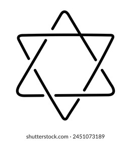 Star of David vector icon in doodle style. Symbol in simple design. Cartoon object hand drawn isolated on white background.