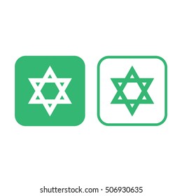 Star of David vector icon. Green and white