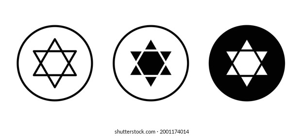 Star David, vector icon, Israel religion, six pointed staricons button