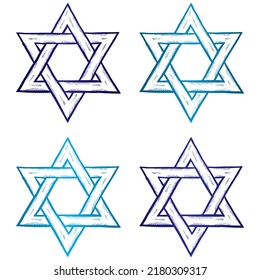 Star Of David Vector Illustration. Jewish Star Of David Sketch Illustration
