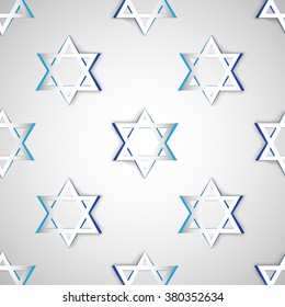 Star of David, Vector, Israel, Star of David cut paper, Seamless background. 