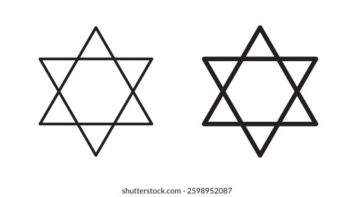 Star of david vector line icon illustration collection.