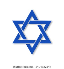 Star of David vector symbol paper cut style with shadow