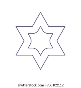 Star of David. Vector. Violet linear icon on white background. Isolated.