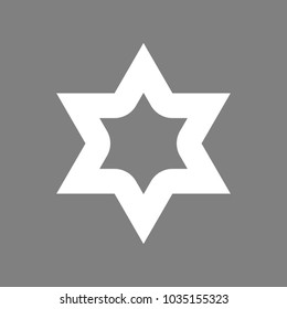 Star of David. Vector. White icon on medium gray background. Isolated.