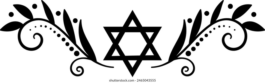 Star of David vignette decorated with floral branches
