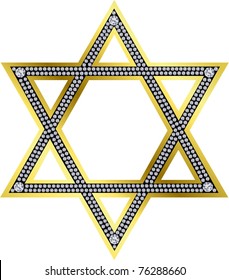 Star of David,golden with diamonds, vector illustration