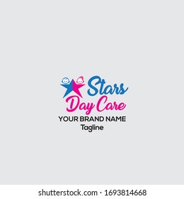Star Day Care Center Vektorillustration Logo, Star-Kindertageslogo.  