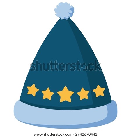 Star decorated nightcap for sleeping bedtime accessory isolated vector illustration on white background