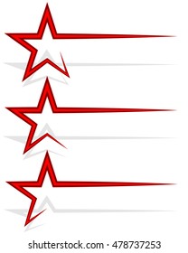 Star decoration element with dynamic line, trail