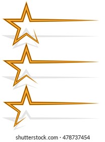 Star decoration element with dynamic line, trail