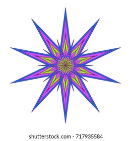 Star in decorative style. Stock line vector illustration. 