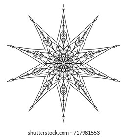 Star in decorative style. Stock line vector illustration. 