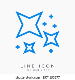 Star decorative vector line icons for rating and rate. Party and holiday design element.